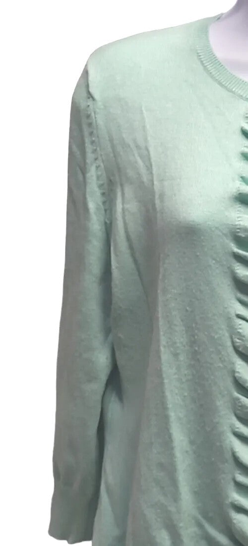 ROZ & ALI  Mint Green Button up Sweater  Top size L