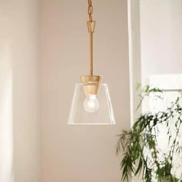 Kichler Zandi Classic Gold Modern Clear Glass Cylinder Mini Pendant Light