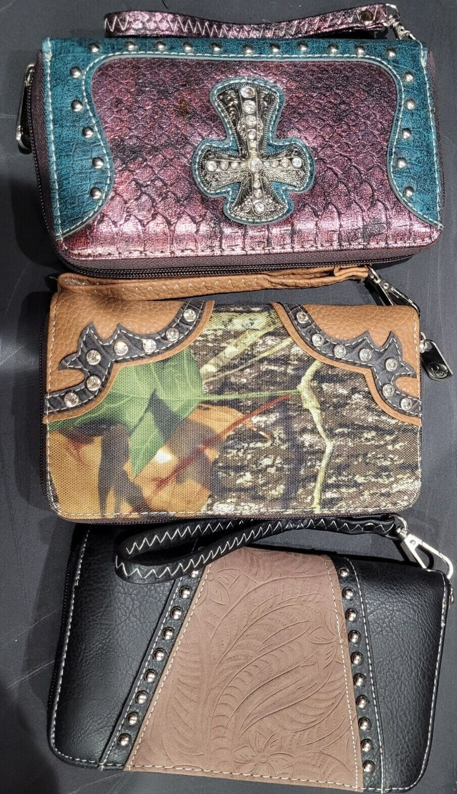 P & G Collection Western Style Brown PU Leather Wallet Clutch various styles