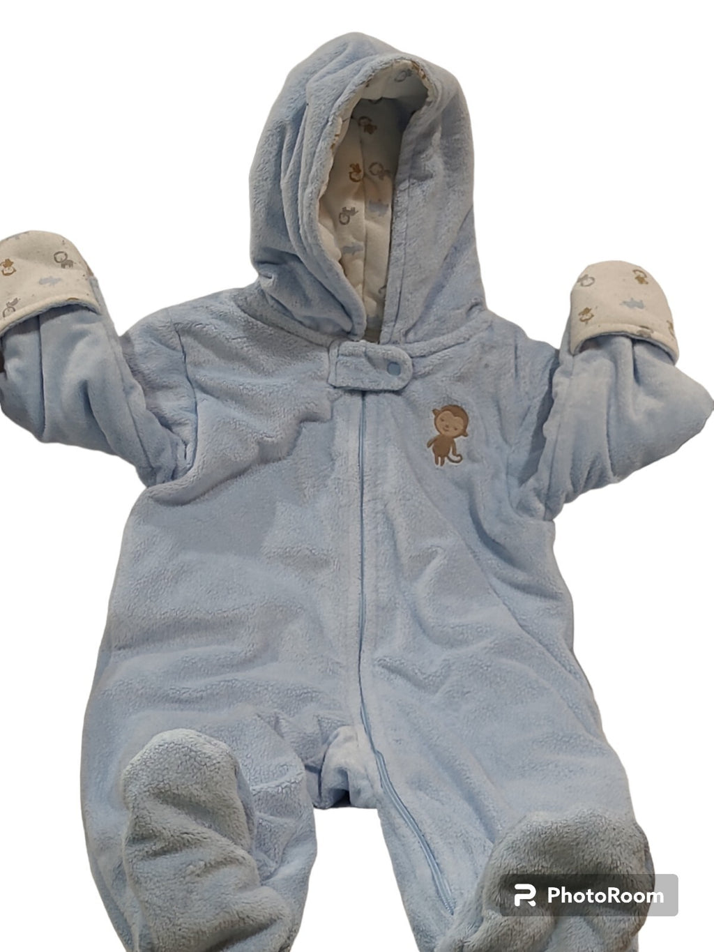 Infant Boy Child of Mine Carter's 3-6 Month Baby!! Blue Monkey Winter Snowsuit