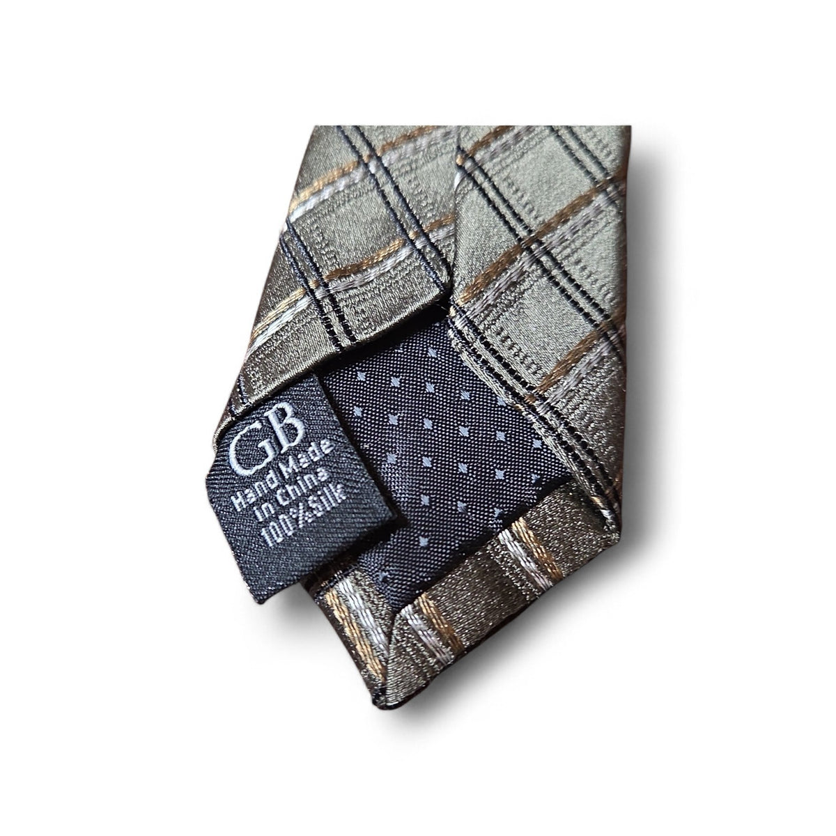 Geoffrey Beene Olive Green, Black, Gold, & White Men's Tie