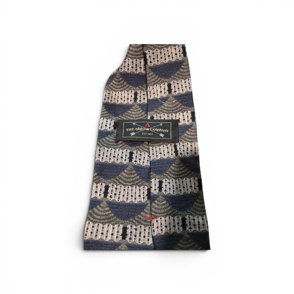 The Arrow Company Men's Necktie Tie Silk Made in USA Red Blue Gray Geometric