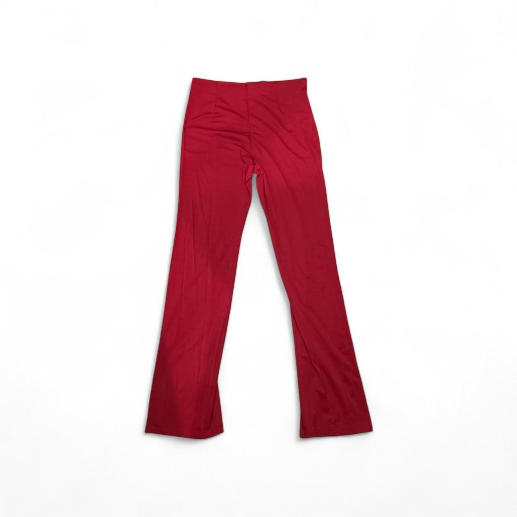 Ladies Casual    Cranberry Red Slacks with Front button Decor Size L