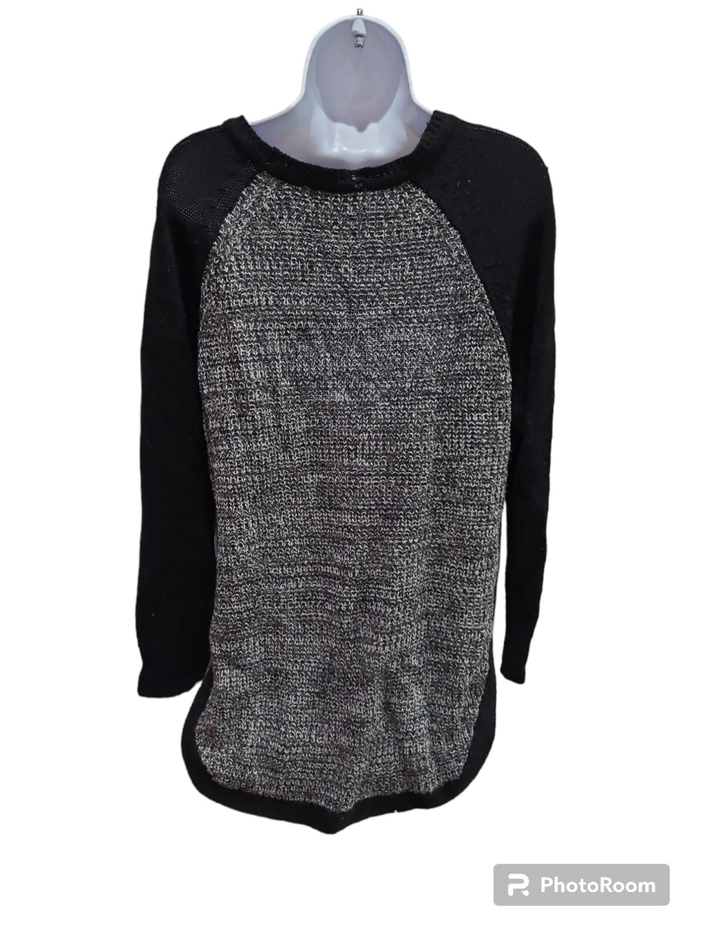 Jason Maxwell Charcoal  white & black loose knit Long sleeve Sweater Size L