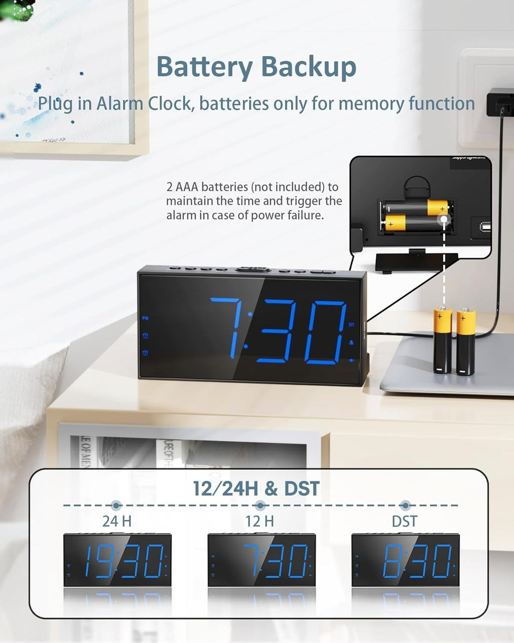 Roxicosly Loud Alarm Clock with Bed Shaker, Vibrating Alarm Clock for Heavy Slee