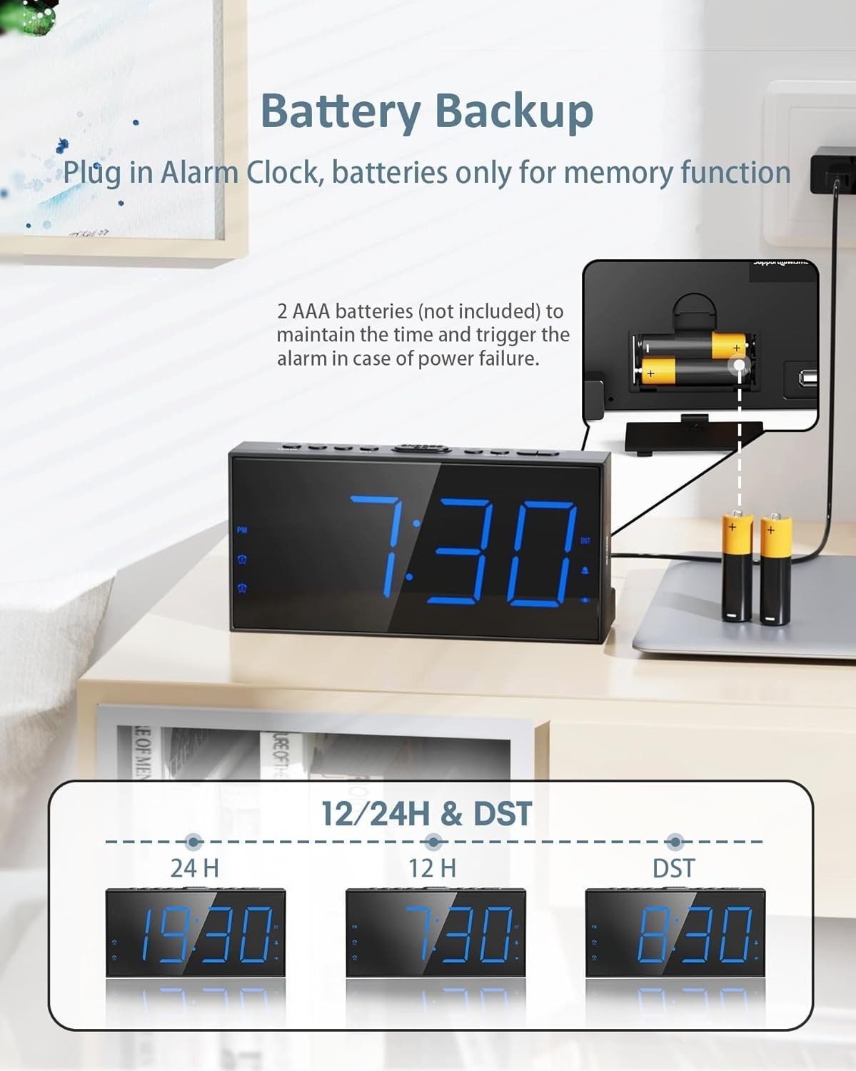 Roxicosly Loud Alarm Clock with Bed Shaker, Vibrating Alarm Clock for Heavy Slee