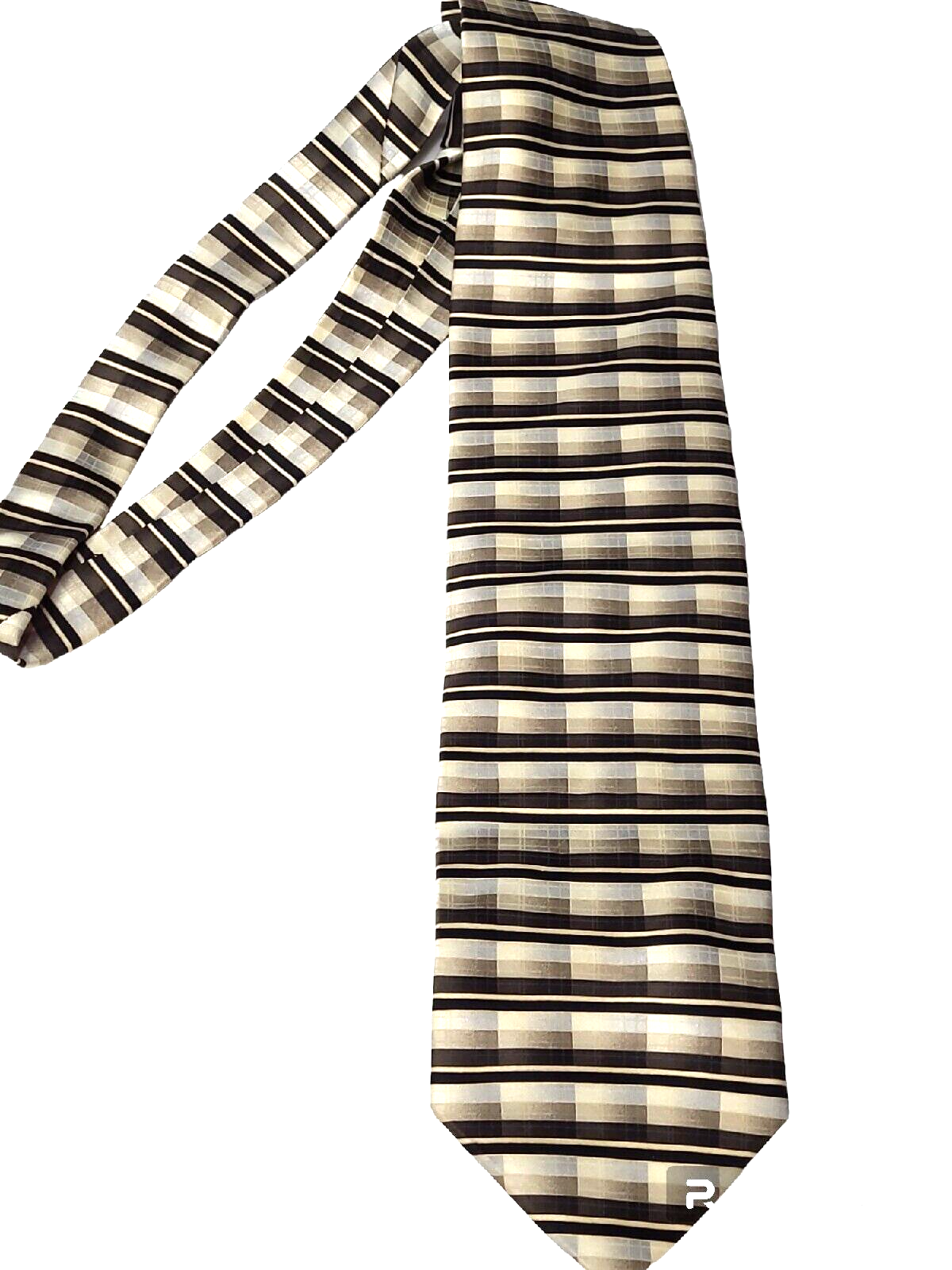 Di Maggio  Men's 100% silk  Handmade Brown Yellow Antique white Neck Tie
