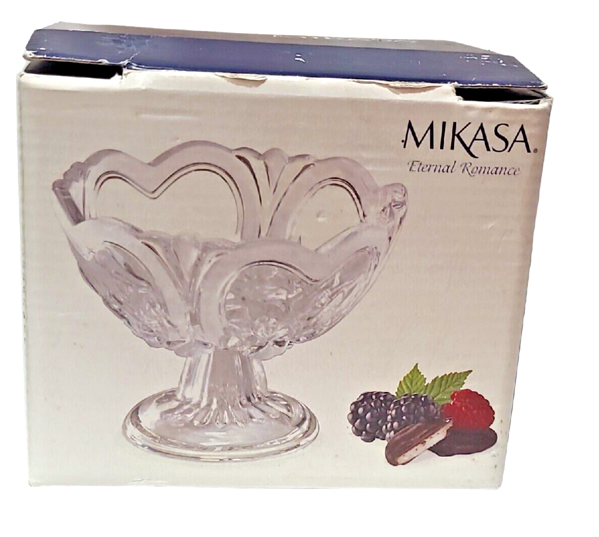 MIKASA FOOTED BOWL CANDY DISH ETERNAL ROMANCE  HEARTS AND ROSES NIB  5IN (13CM)