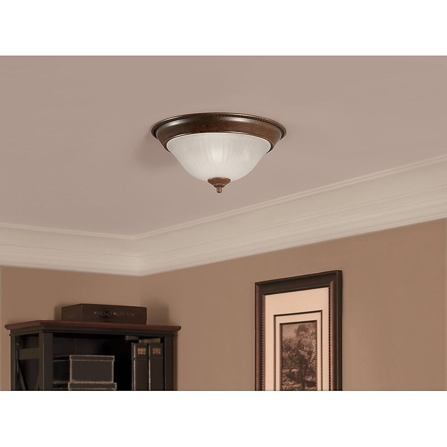 allen + roth 2-Light 13-in Antique Brown Flush Mount Light UPC 725916100728