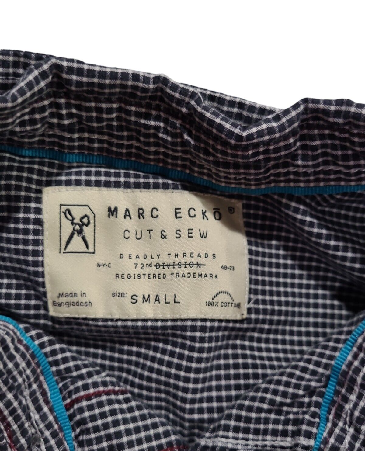 Marc Ecko Shirt Mens Small Black & White SNAP Front Button Up Camp Long Sleeve