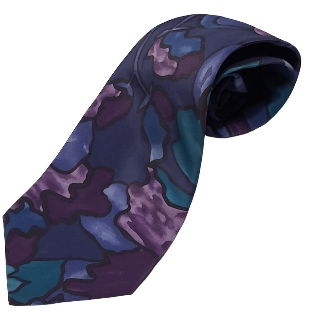 Classic collection by Van Heusen Blues& Purple  Camo Pattern 100% Polyester Tie