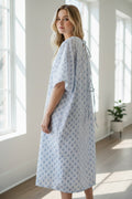Linteum Textile Cotton Blend Hospital Patient Gown with Back Tie, Fits up to 2XL