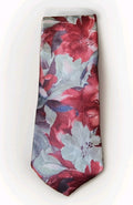 Essex Row Burgundy Floral Silk Necktie 57" Italian Fabric Made in USA Neck Tie