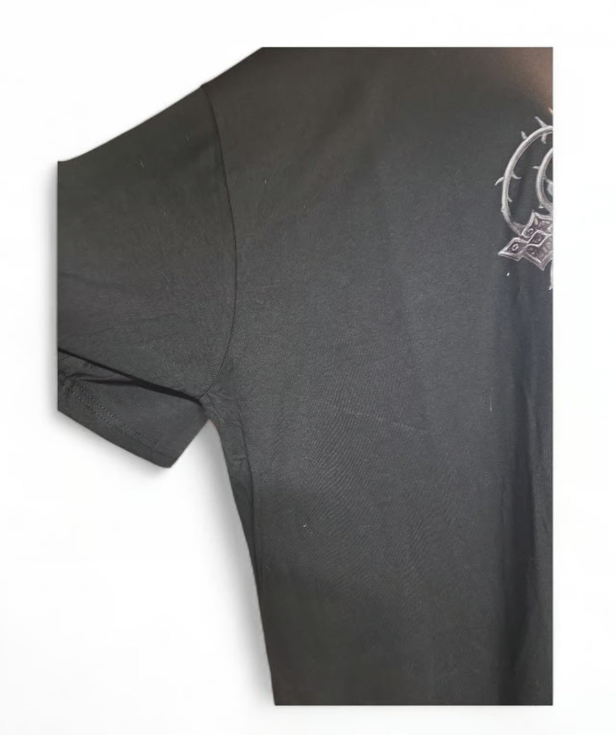 Black Cross and Roses Graphic V Neck Short Sleeve Over Sized Tee Shirt