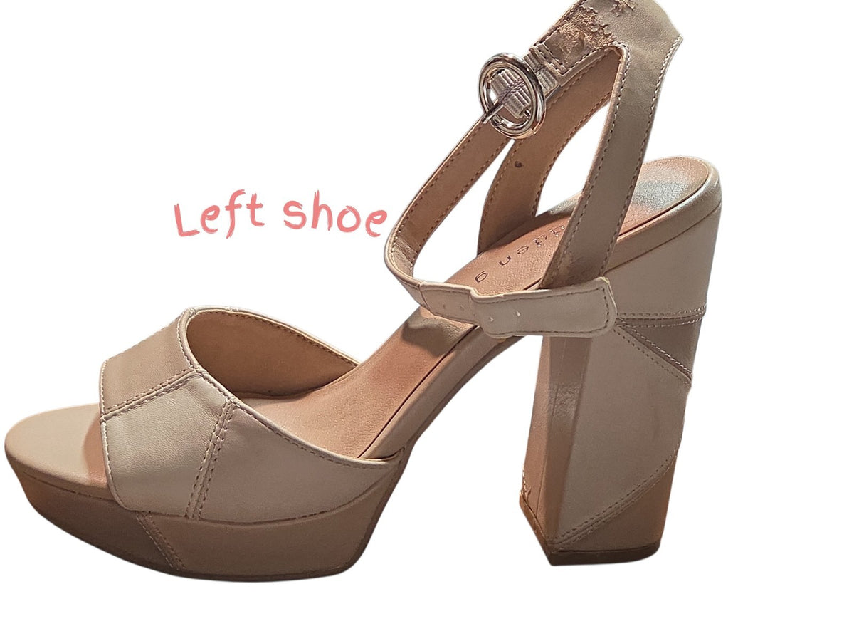 Madden Girl Beige Neutral Womens Block Heel Ankle Strap Platform Heels Size 6.5