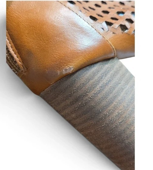 Report Women’s Peep Toe Zip-Up Woven Cutout Booties – Size 7.5 – Taupe/Tan