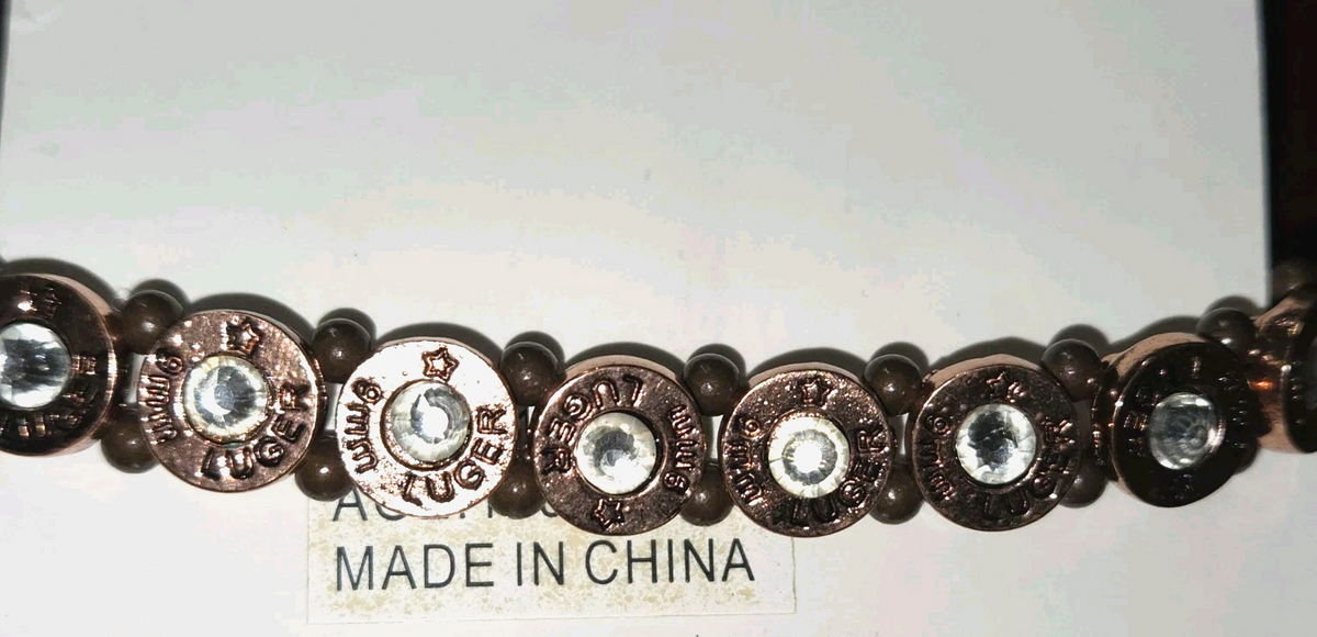 Fashion Jewelry Jeweled Bullet Head 99M Luger  Bracelet
