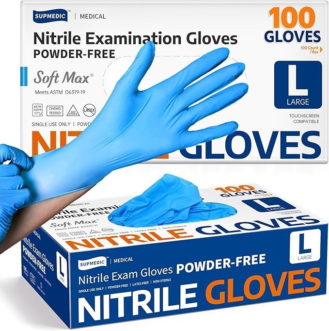 Supmedic Medical Soft Max™ Nitrile Exam Gloves, 100 Count Latex-Free Powder-Free