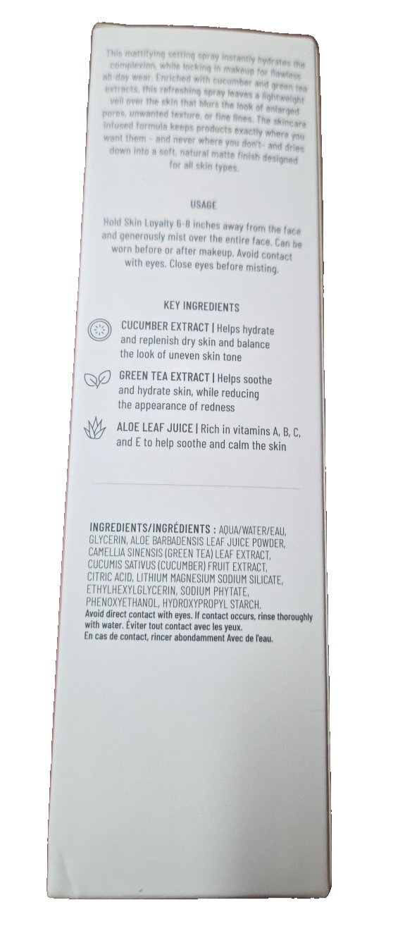 NIB LYS Beauty Skin Loyalty Blur Mattify, Set Makeup Setting Spray 3.3floz