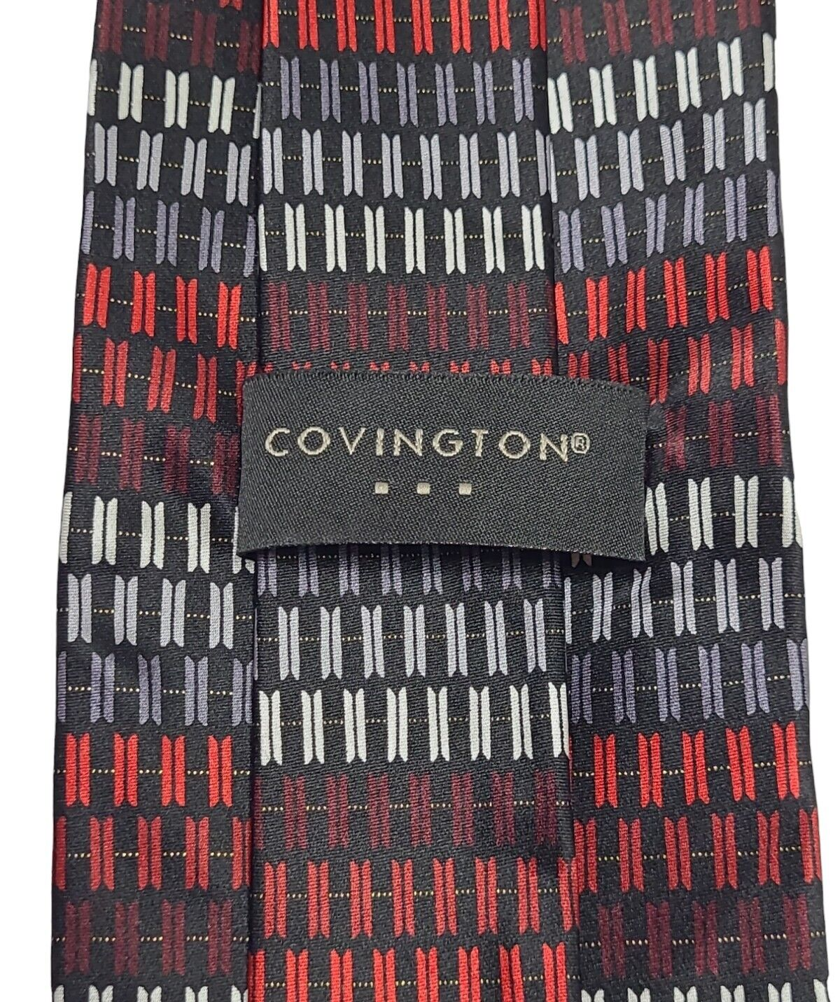 COVINGTON Handmade Silk Men's Black, Maroon,Gray and White Men's Tie.
