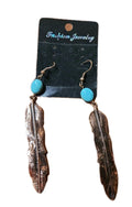 Boho Dangle Earrings Turquoise & Gold Tone, Fashion  Jewelry