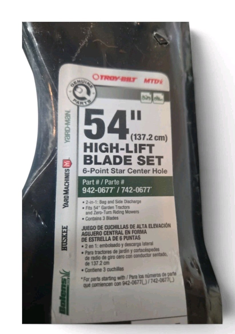 MTD 54 in Hi-Lift Mower Blade Steel Black Fits MTD 54 in Hi-Lift 742-0677B