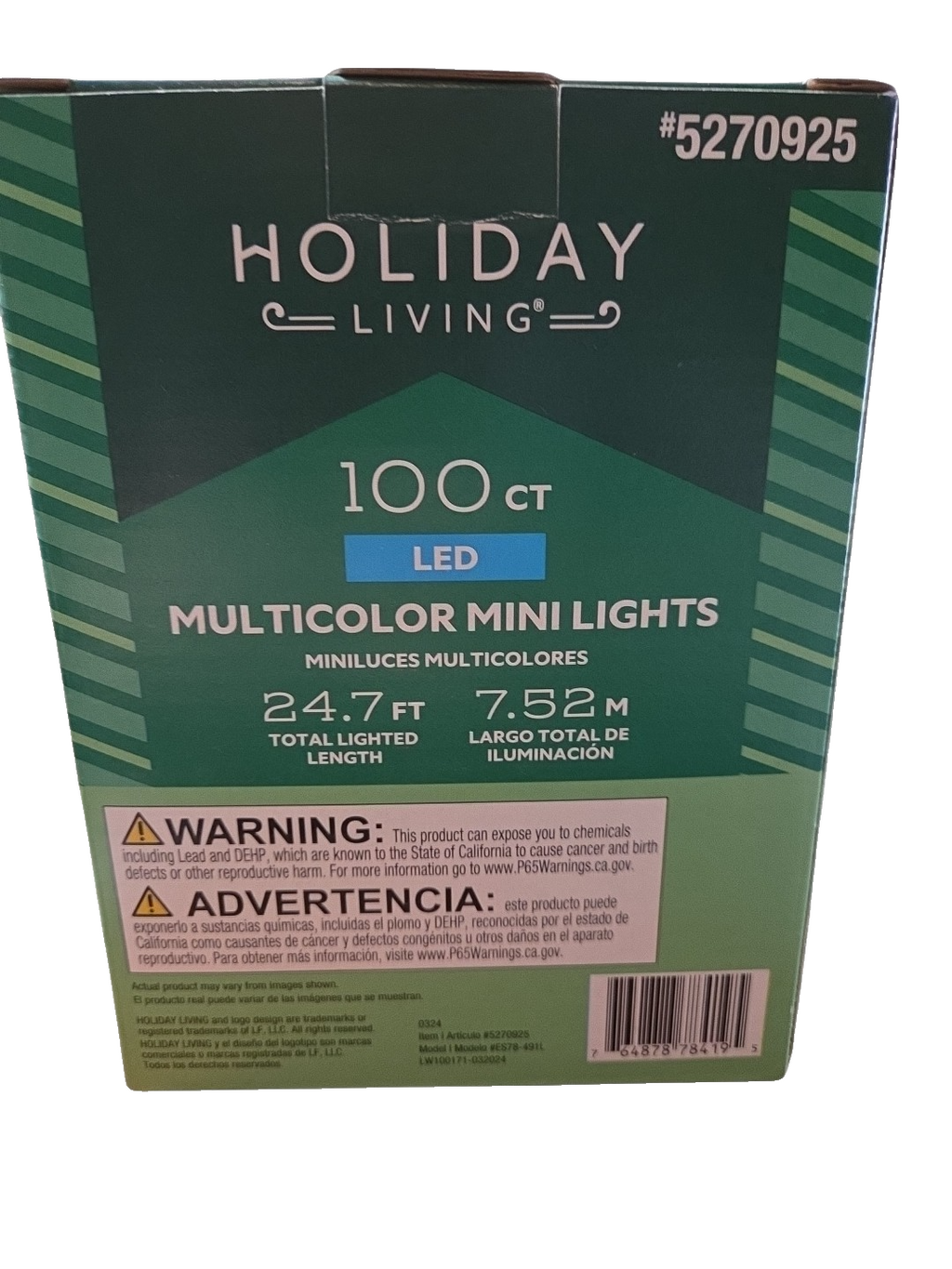Holiday Living 100 Multicolor LED Mini String Lights Christmas w/ Green Wire NEW