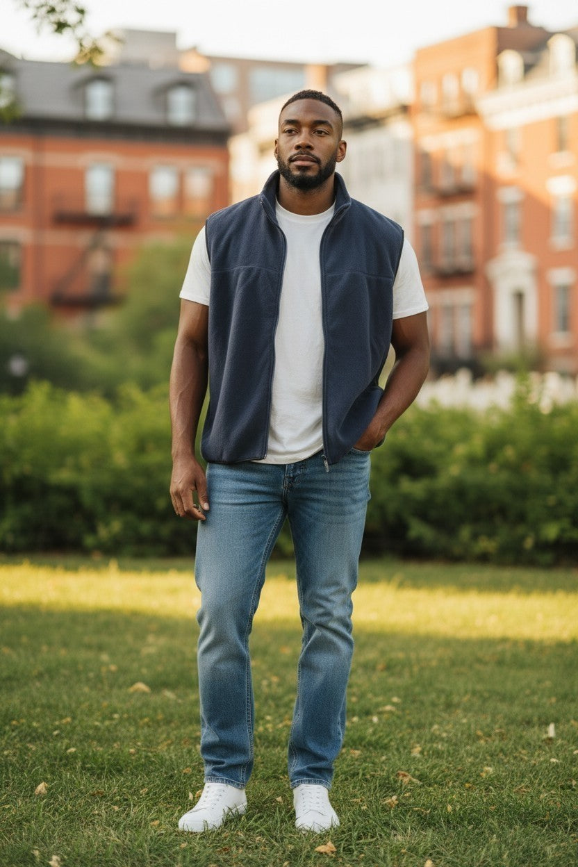 Dunbrooke Navy Blue Fleece Sleeveless Zip-Up Vest 3XL