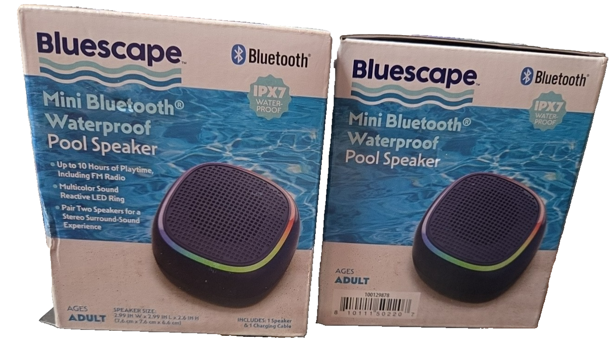 Bluescape Mini Portable Waterproof Bluetooth Pool Speaker IPX7 LED Lights X2