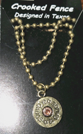 Crooked Fence 12 Gauge Casing  Beaded Necklace