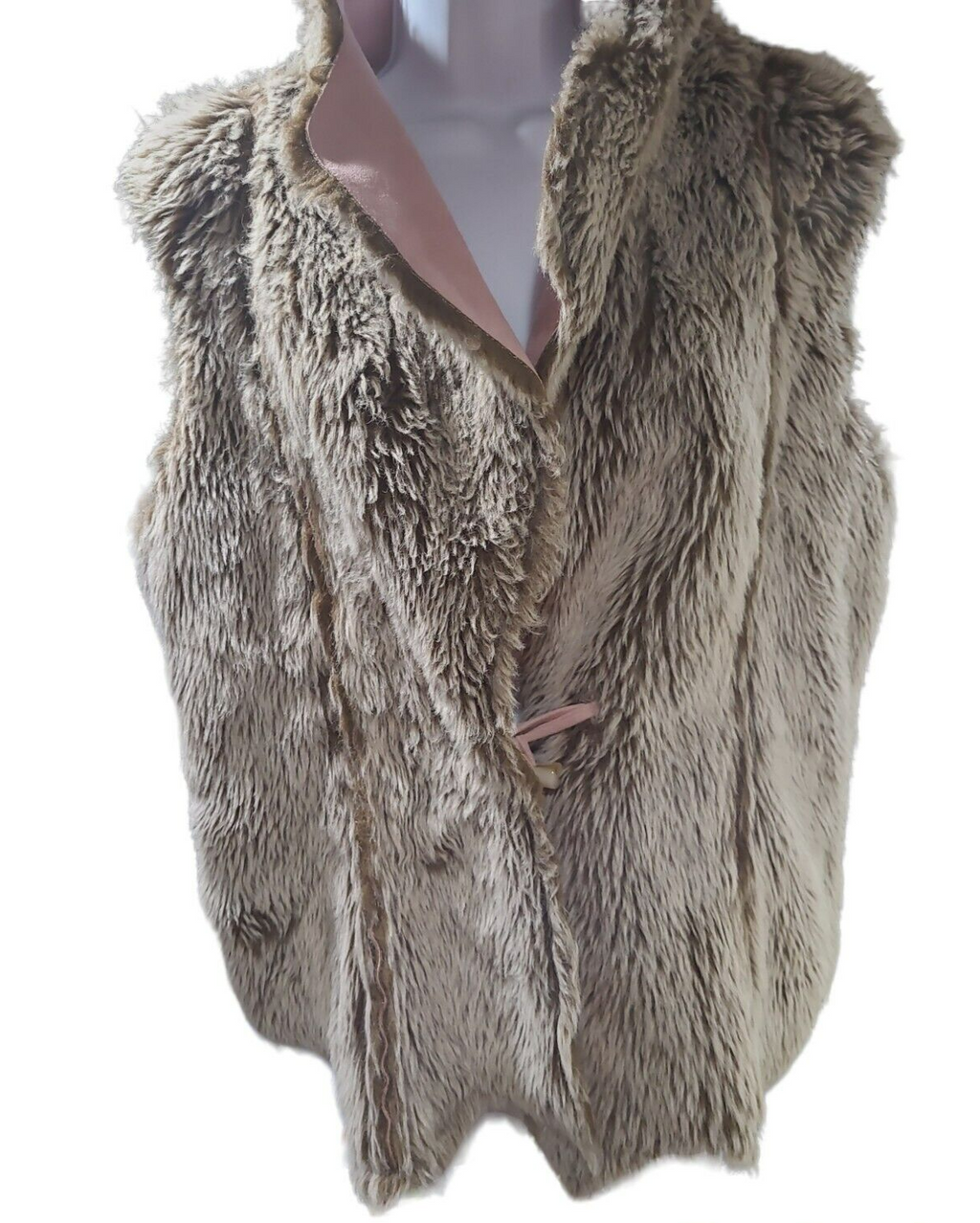 Blush Pink Suede and Faux Fur Sleeveless Vest.