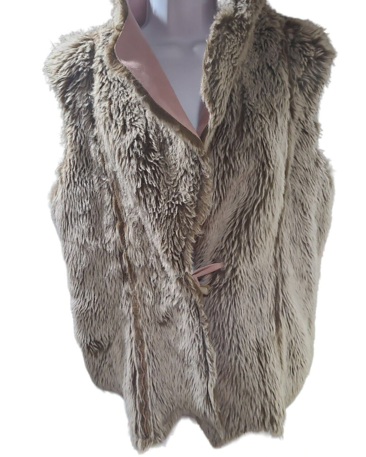 Blush Pink Suede and Faux Fur Sleeveless Vest.