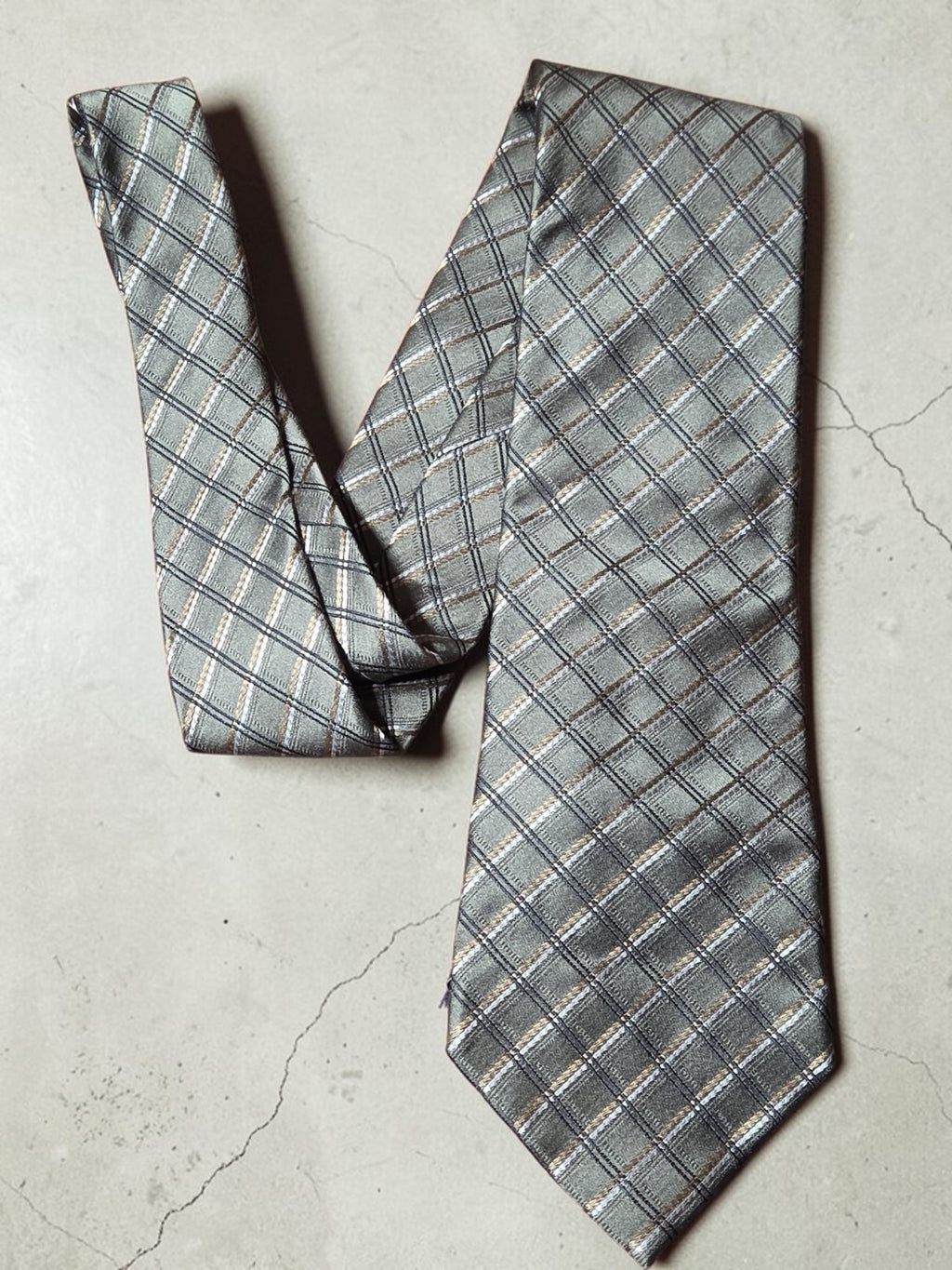 Geoffrey Beene Olive Green, Black, Gold, & White Men's Tie