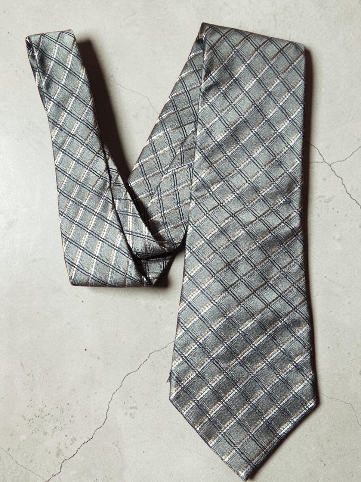 Geoffrey Beene Olive Green, Black, Gold, & White Men's Tie
