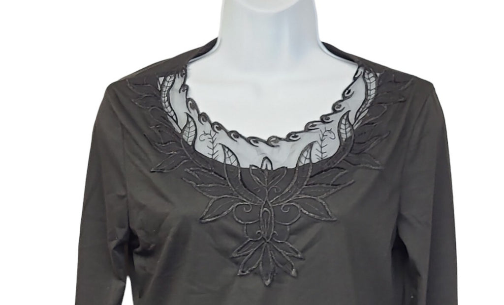 Ladies Pretty  Design Pull Over Dress Top Black Size Large