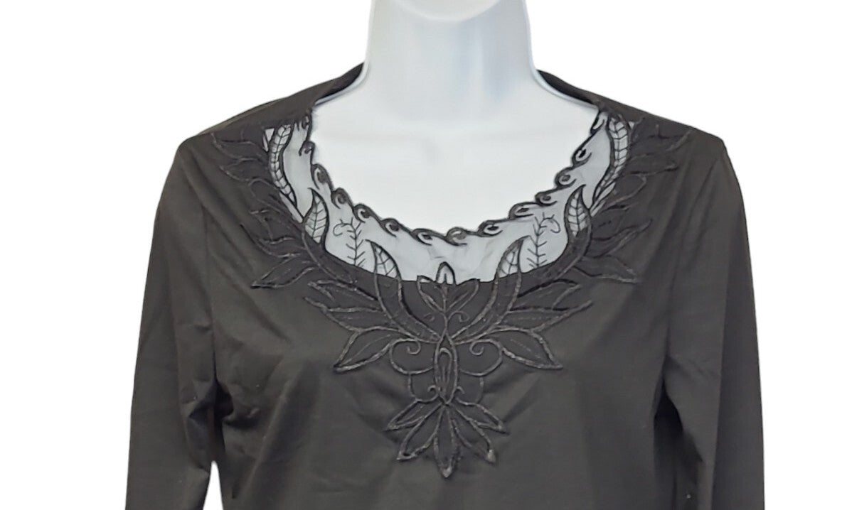 Ladies Pretty  Design Pull Over Dress Top Black Size Large