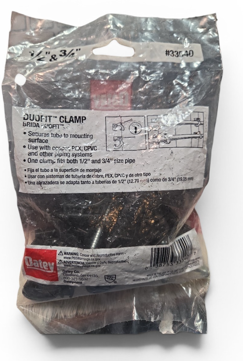 Oatey #33540  1/2" & 3/4"  DuoFit Clamp Brida Duo-Fit 10 Pack