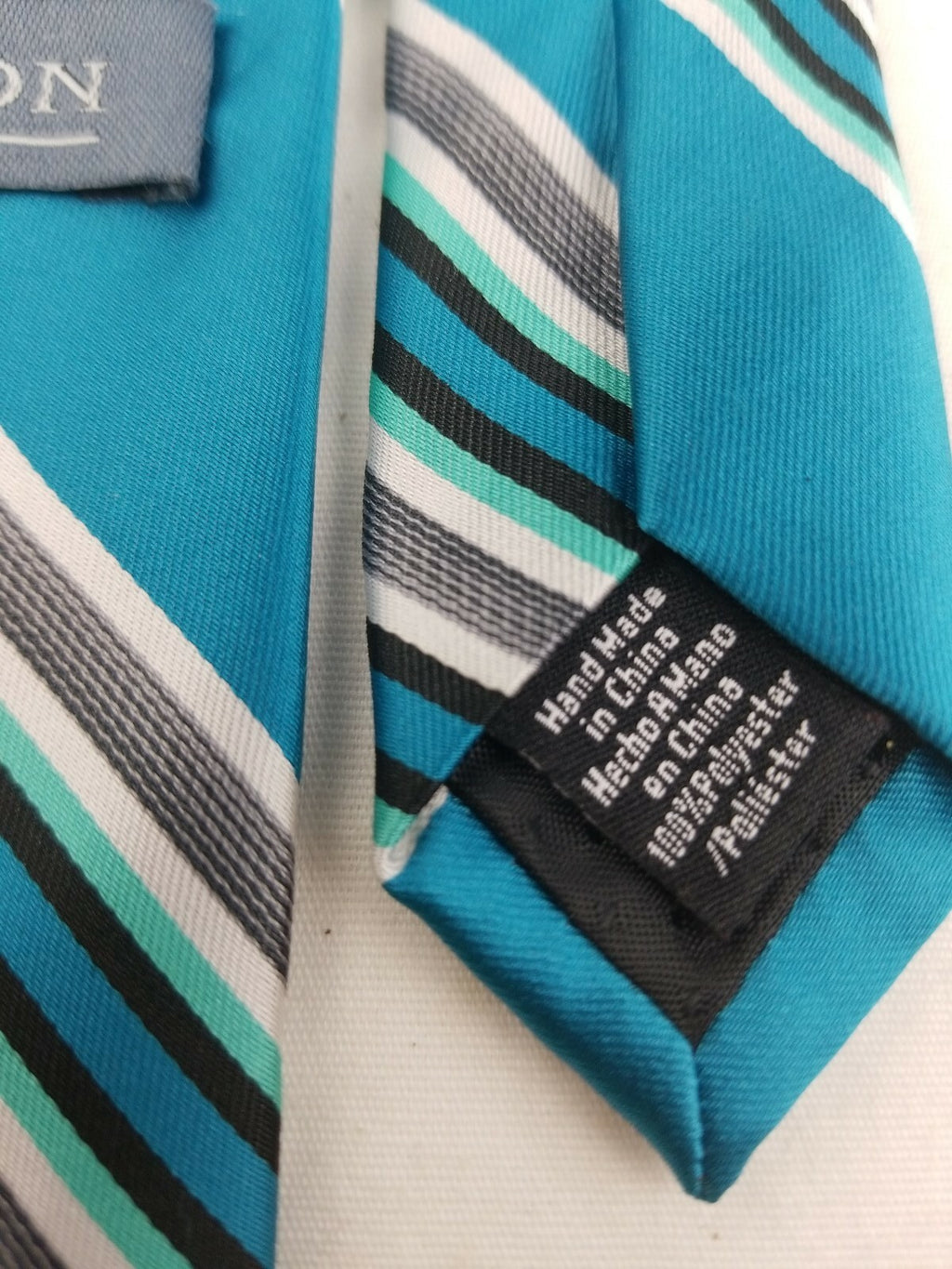 Madison Mens Neck Tie Turquoise Striped Tie