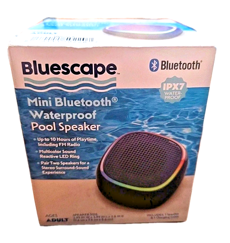 Bluescape Mini Portable Waterproof Bluetooth Pool Speaker IPX7 LED Lights X2