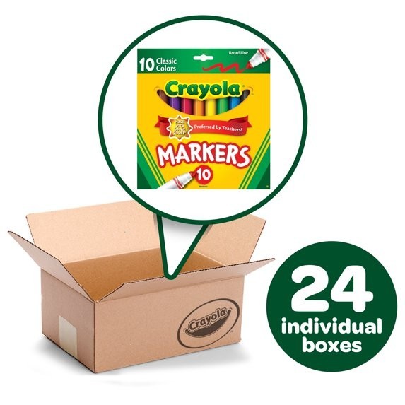Crayola Bulk Markers for Kids (24pk of 10), Broad Line Classroom Essentials