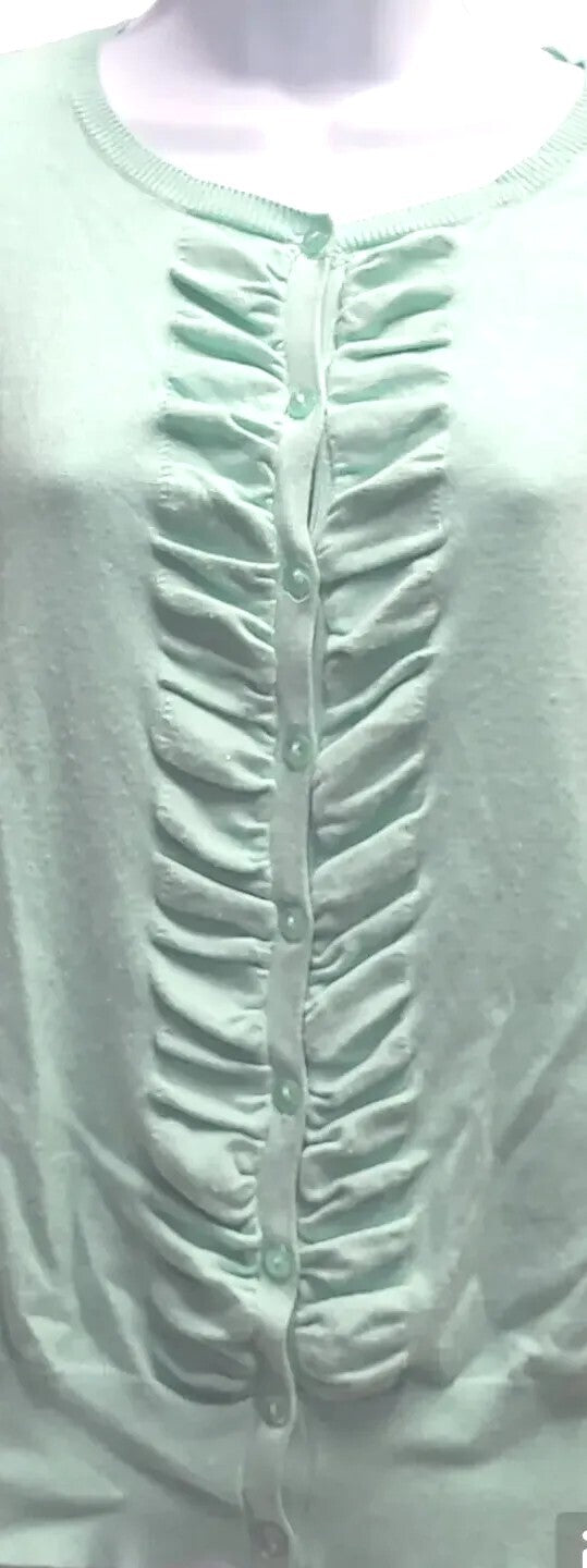ROZ & ALI  Mint Green Button up Sweater  Top size L