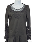 Ladies Pretty  Design Pull Over Dress Top Black Size Large