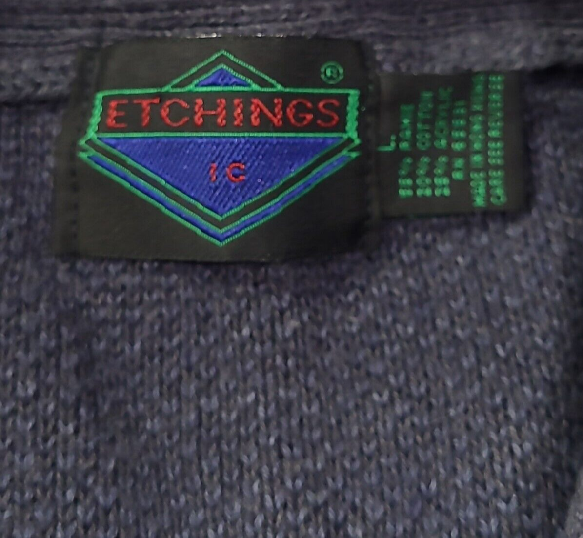 ETCHINGS HEATHER BLUE WITH STRIPES MENS SWEATER LARGE❄️