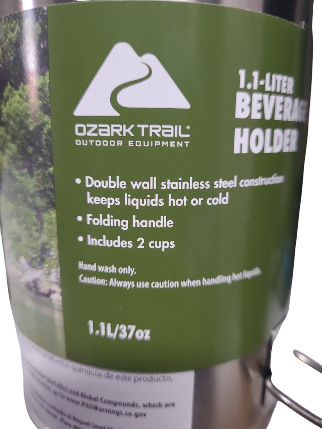 Ozark Trail 1.1L  Stainless Steel Beverage Holder Hot Or Cold 2 Cups Fold Handle