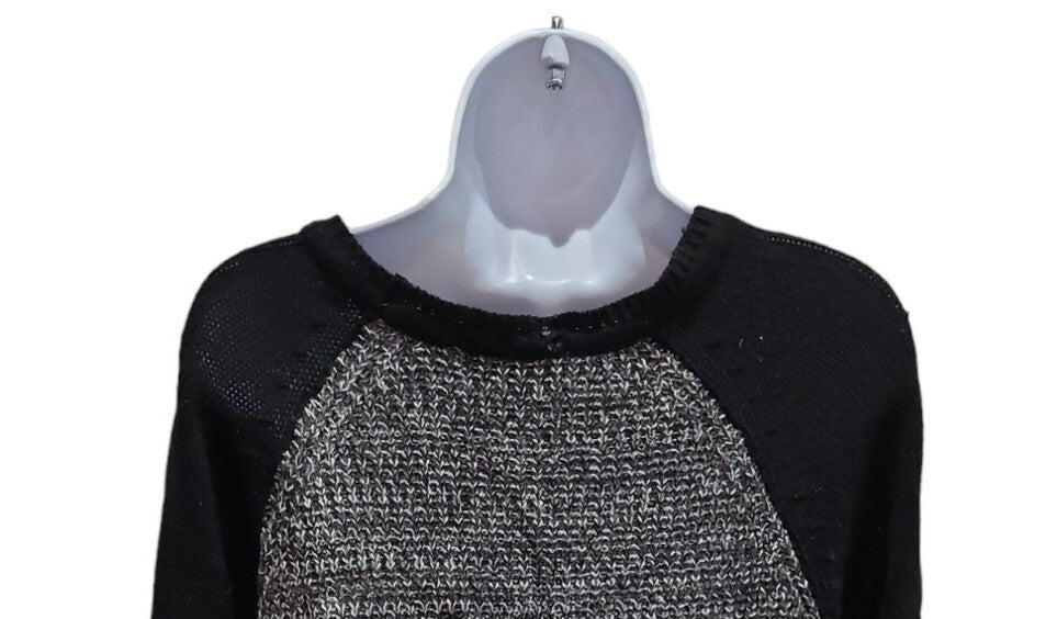 Jason Maxwell Charcoal  white & black loose knit Long sleeve Sweater Size L