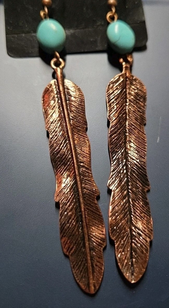 Boho Dangle Earrings Turquoise & Gold Tone, Fashion  Jewelry