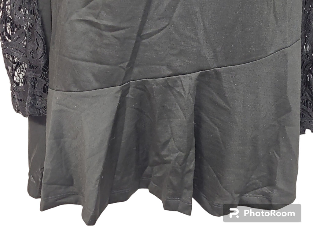 Ladies Pretty  Design Pull Over Dress Top Black Size Large