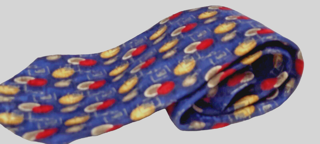 Roundtree & Yorke Classic Men's Silk Hand made Neck Tie Blue, Red, and yellow