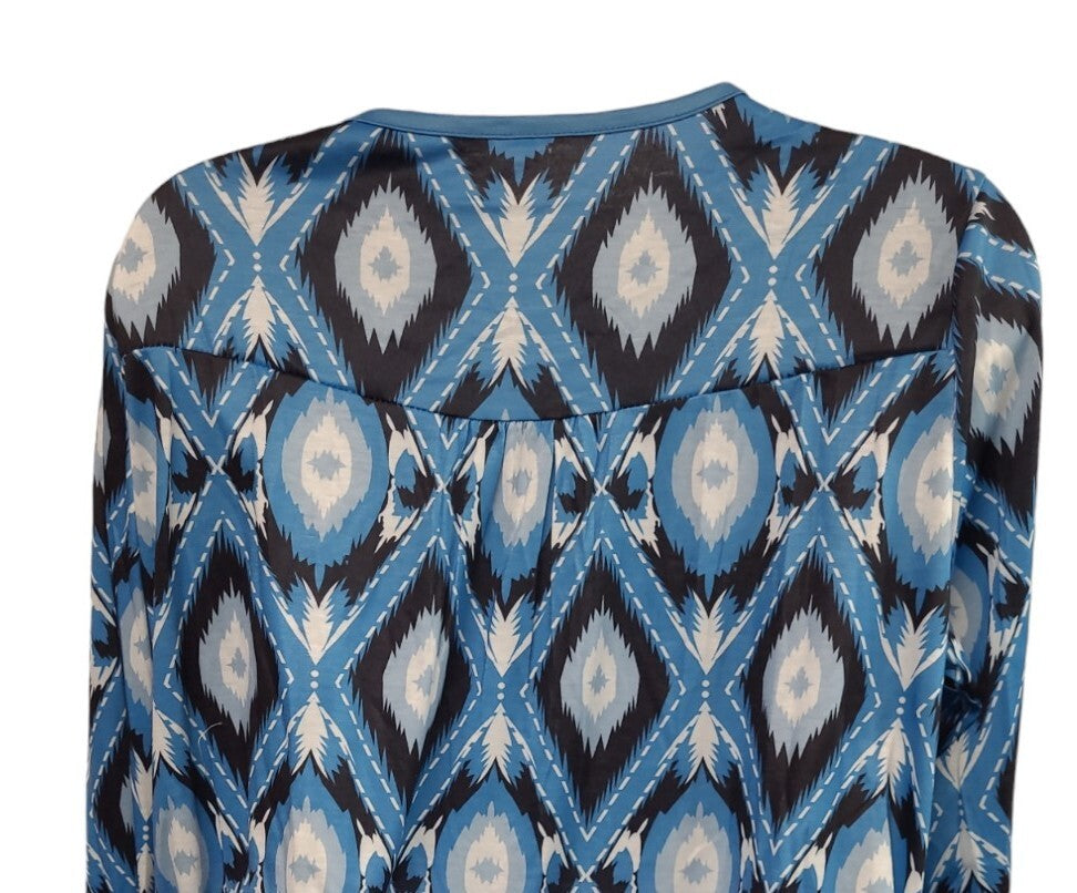 ✨Ladies Pretty Turquoise Black & White Design Pull Over Top Size Large