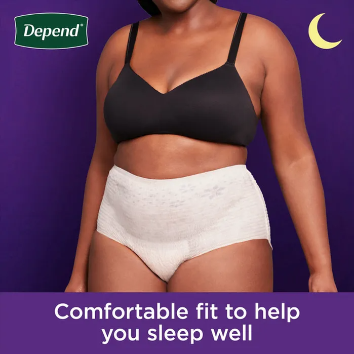 Depend Night Defense Incontinence Underwear for Women Medium 15 Count Blush
